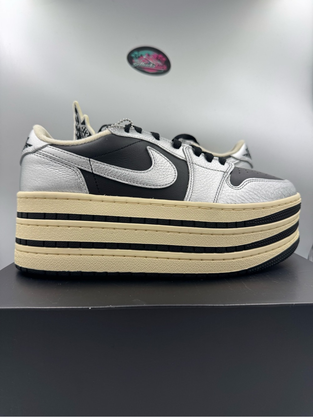 Nike Air Jordan 1 Triple Stack Metallic Silver Black BRAND NEW Size 10 Women